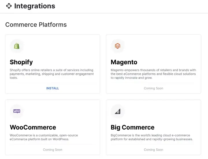 Miso.ai has support for most popular SaaS services, from commerce platforms to data warehouses